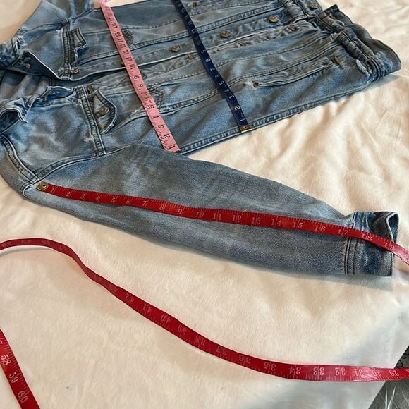 Madewell Oversized Blue Denim Jean Trucker Jacket Junction Wash XSmall Distress - Picture 15 of 15